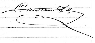 Signature de François Hypppolite Caussin fils en 1875.