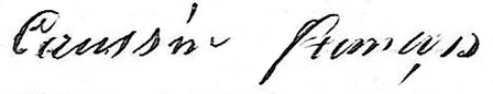 Signature de Nicolas François Caussin fils en 1871.