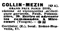 Publicité Collin-Mézin de 1906.