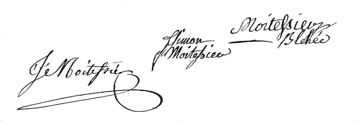 Signatures de la famille Moitessier en 1798.