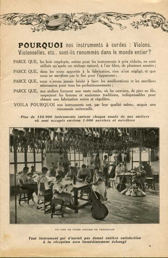 Catalogue 1919 de la maison de lutherie Jrme Thibouville-Lamy  Mirecourt.