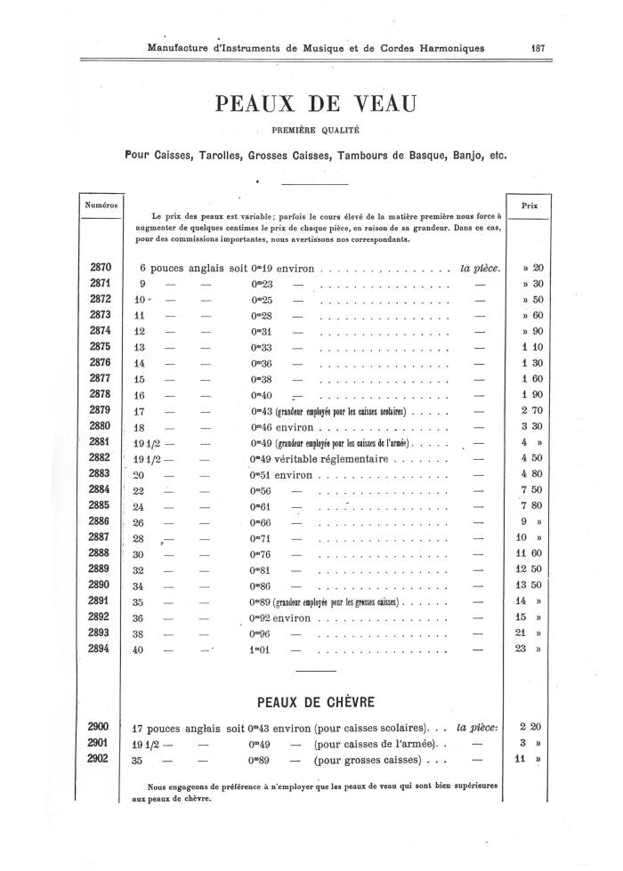 Catalogue 1901 de la maison de lutherie Jérôme Thibouville-Lamy à Mirecourt.