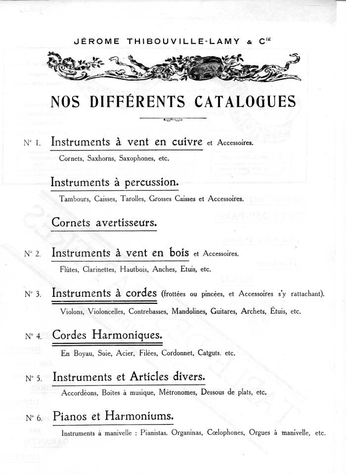 Catalogue 1912 de la maison de lutherie Jrme Thibouville-Lamy  Mirecourt.