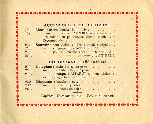 Catalogue Georges Apparut  Mirecourt.