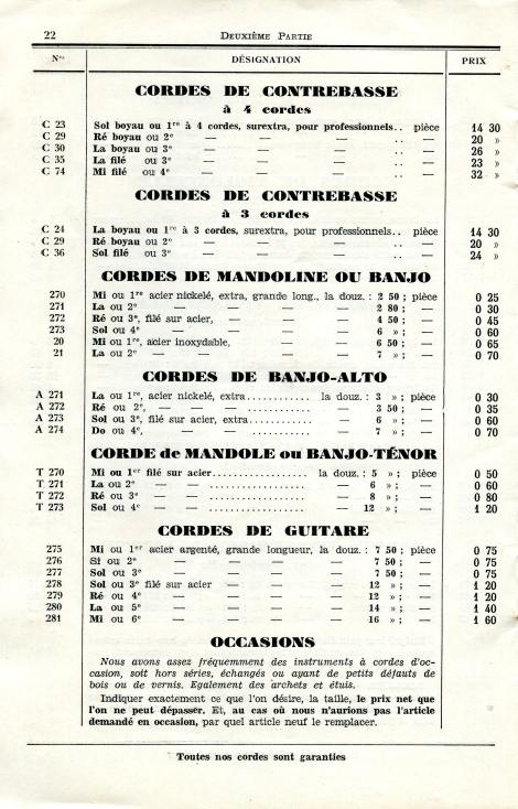 Catalogue de la maison de lutherie Lavest  Montluon en 1932.