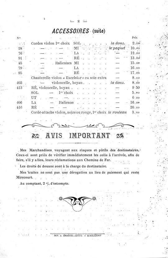Catalogue de Lon Mougenot, luthier  Mirecourt.