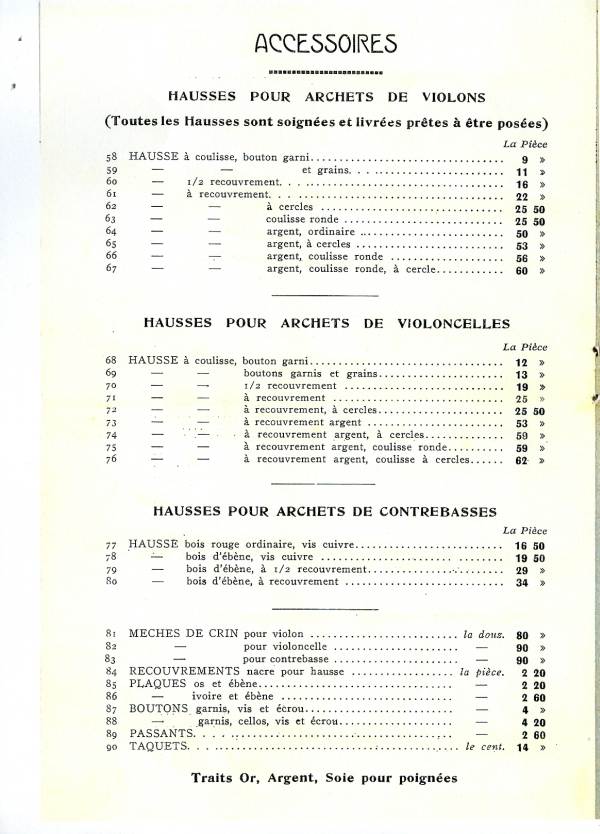 Catalogue 1937 d'Emile Ouchard, archetier  Mirecourt.