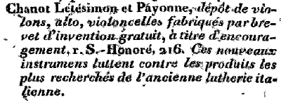 Pub pour Chanot, Lt-Simon et Payonne. 1820.