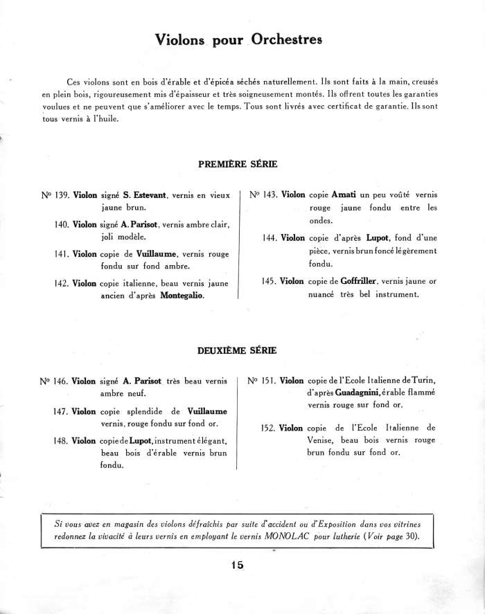 Catalogue Couesnon et Lon Bernardel runis, 1934.