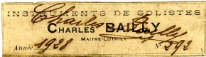 Etiquette Charles Bailly  Mirecourt.