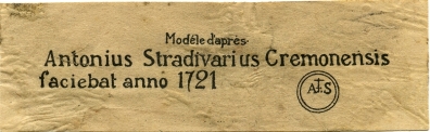 tiquette "Modle d'aprs Stradivarius"