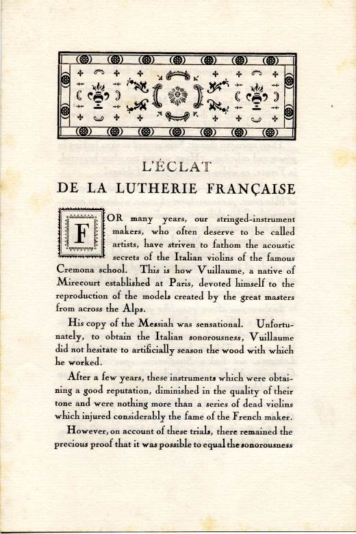 L'clat de la lutherie franaise. Laberte 1920. version anglais