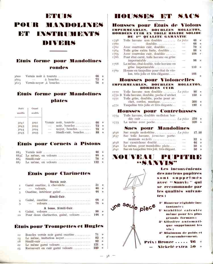 Catalogue de lutherie Laberte et Magni 1931.