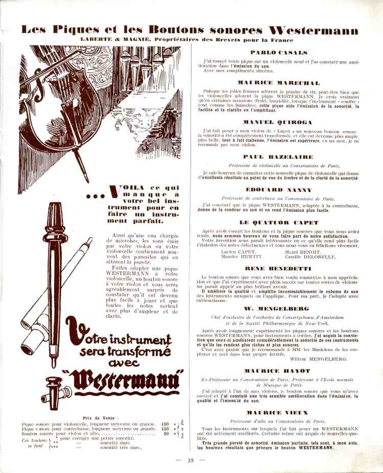 Catalogue de lutherie Laberte et Magni 1931.