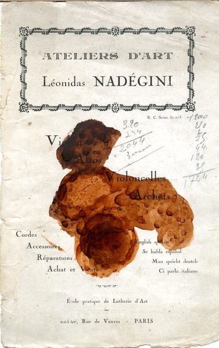 Catalogue de lonidas Nadgini, luthier  Paris.