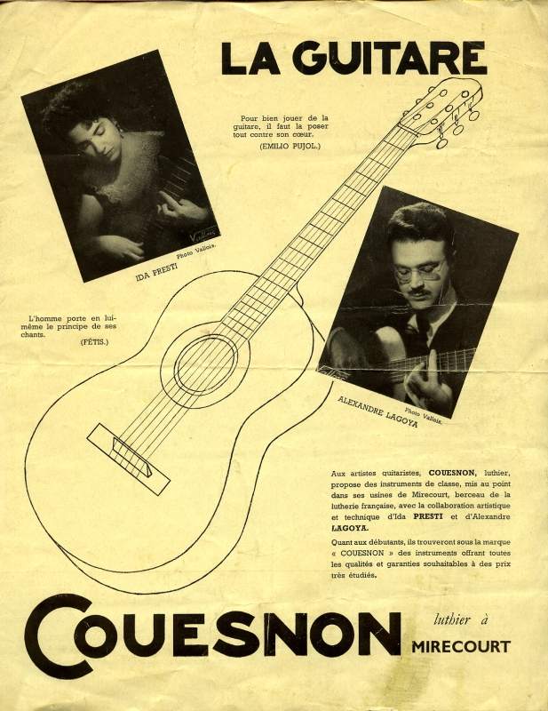 Publicit pour les guitares Couesnon  Mirecourt.