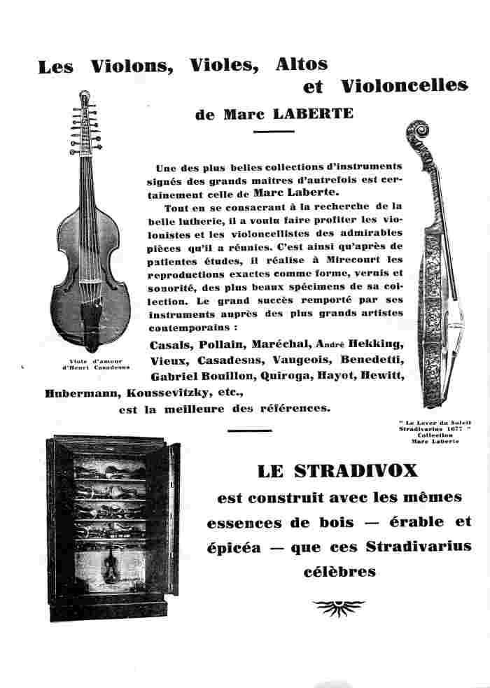 Publicit Laberte. Le Stradivox. 1931.
