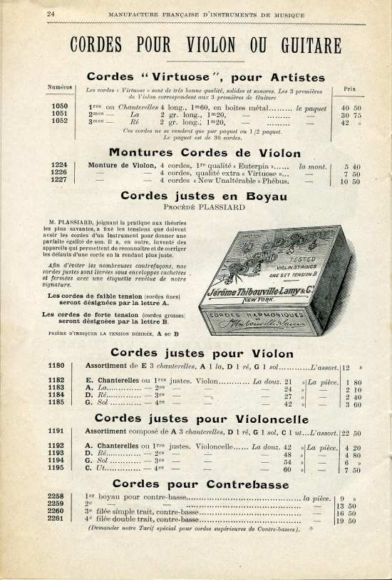 Catalogue 1919 de la maison de lutherie Jrme Thibouville-Lamy  Mirecourt.