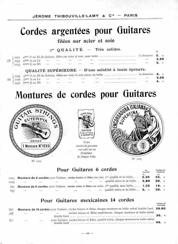 Catalogue 1912 de la maison de lutherie Jrme Thibouville-Lamy  Mirecourt.