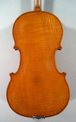 Violon entier fait par Jean-Baptiste Thouvenel à Mirecourt. Fond.
